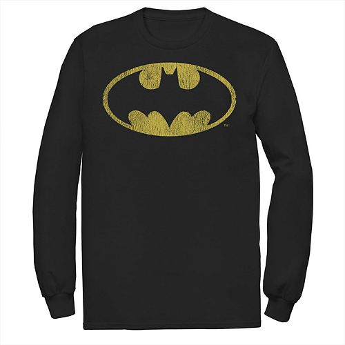 Men S Dc Comics Batman Distressed Classic Logo Long Sleeve Tee