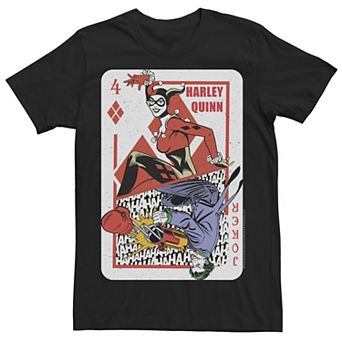 Men's Batman Harley Quinn And The Joker Playing Card Tee