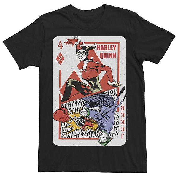 Men S Batman Harley Quinn And The Joker Playing Card Tee