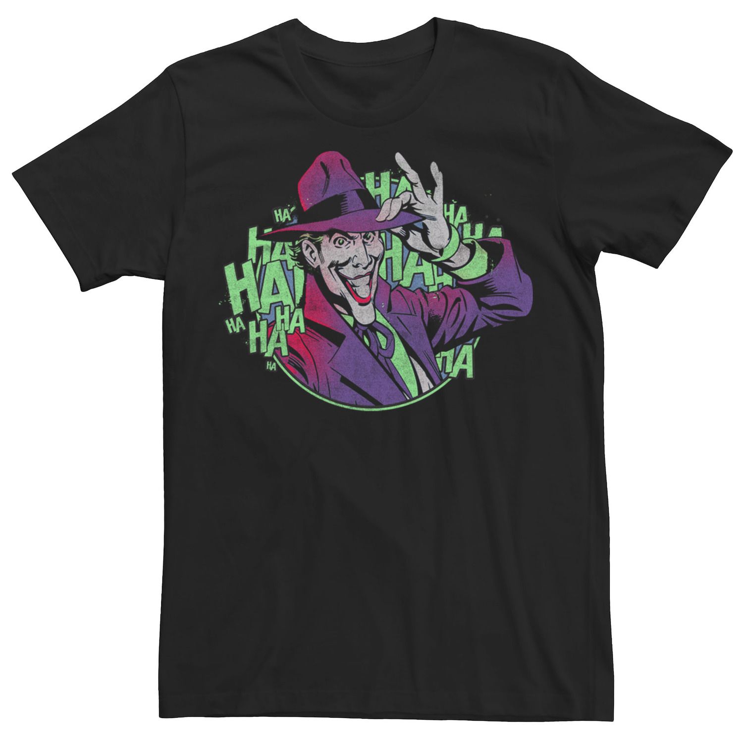 T-shirt Homme Batman Joker – Noir, Petit Motif Ha Ha Ha, Taille S, Cadeau Fan Comics