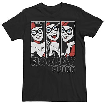 Men's Batman Harley Quinn Vintage Portrait Panels Tee