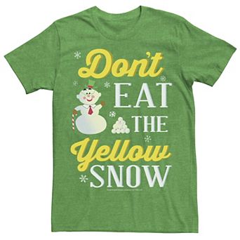 Men's Elf Snowman Don't Eat The Yellow Snow Text Poster Tee
