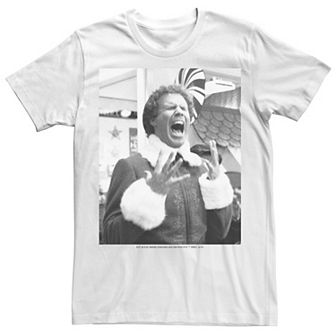Men's Elf Buddy Black & White Screaming Photo Graphic Tee