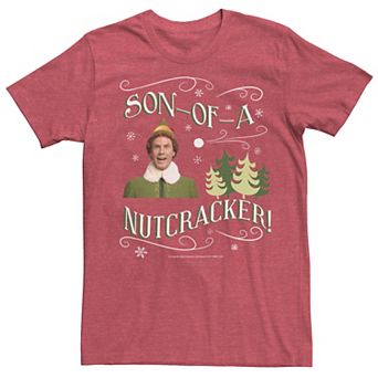 Men's Elf Buddy Son-Of-A-Nutcracker Tree Text Poster Graphic Tee