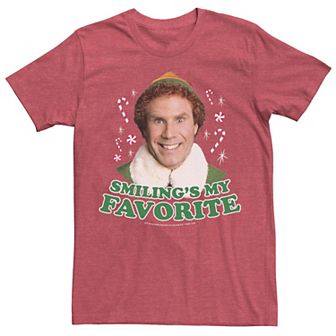 Men's Elf Buddy I Just Like To Smile Text Portrait Graphic Tee