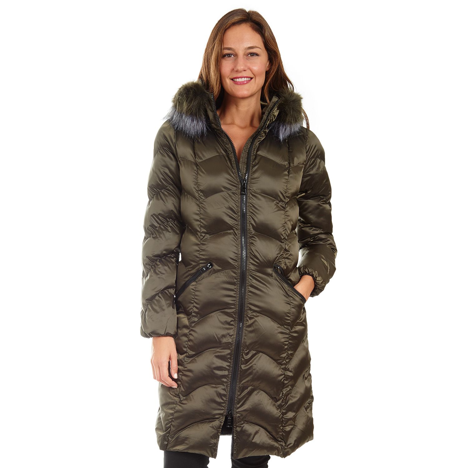 women's coat with fur trim hood