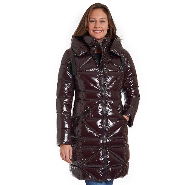 Black shiny 2024 coat womens