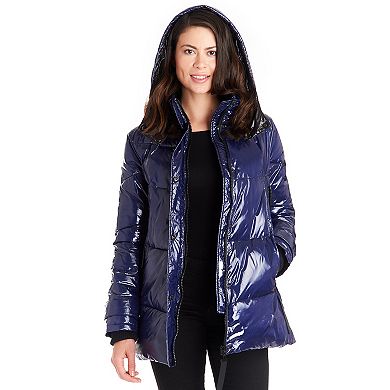Women's Fleet Street Faux Down Puffer Coat with Fancy Pocket Details