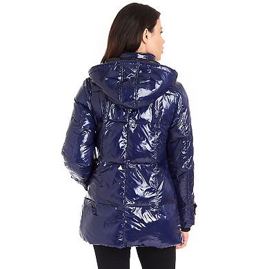 Women's Fleet Street Faux Down Puffer Coat with Fancy Pocket Details