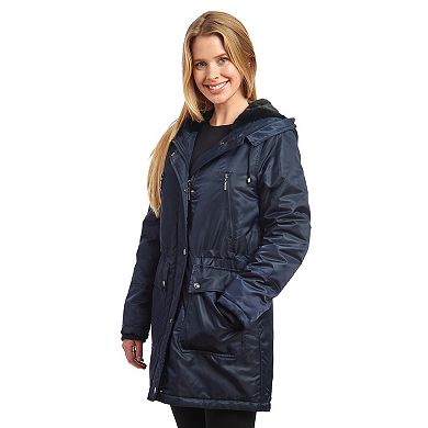 Women's Fleet Street Hooded Puffer Coat with Inner Faux Fur Lining