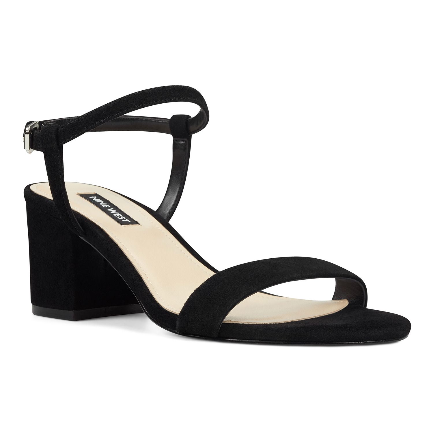 nine west black suede heels
