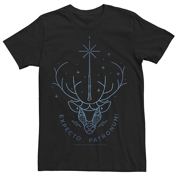 Men's Deathly Hallows 2 Expecto Patronum Stag Blue Outline Tee