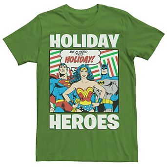 Men's DC Comics Justice League Holiday Heroes Christmas Tee