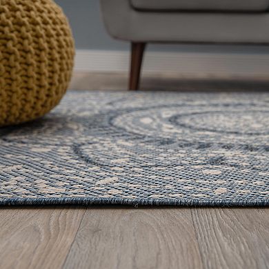 World Rug Gallery Bahama Traditional Medallion Indoor Outdoor Rug