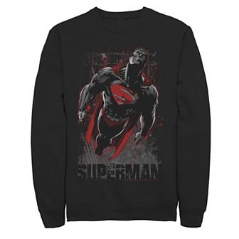 Men's Superman Grunge Style Portrait Logo Fleece