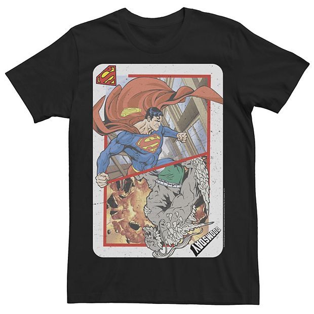 Superman Men's Super Doom Playing Card T-Shirt Black