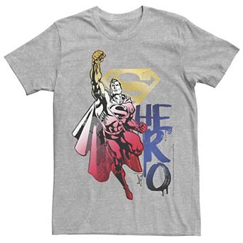 Men's Superman Hero Gradient Paint Drip Portrait Tee