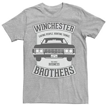 Men's Supernatural Winchester Brothers Saving People. Hunting Things. Tee