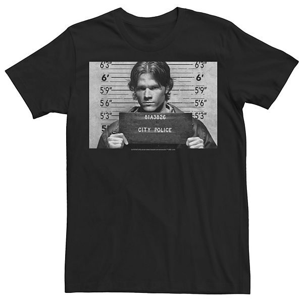 Men's Supernatural Sam Greyscale Mugshot Tee