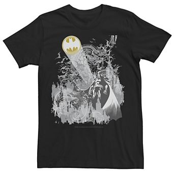 Men's Batman Bat Signal Greyscale Poster Tee