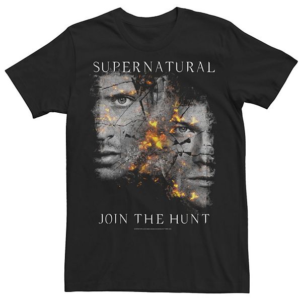 Men's Supernatural Sam And Dean Flame Crackle Poster Tee