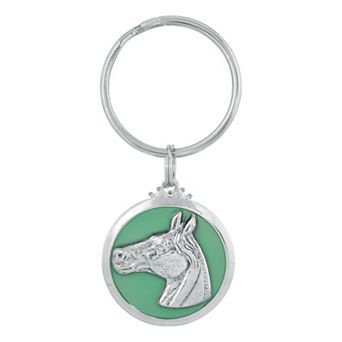 1928 Silver-Tone Turquoise Color Enamel Horse Key Chain