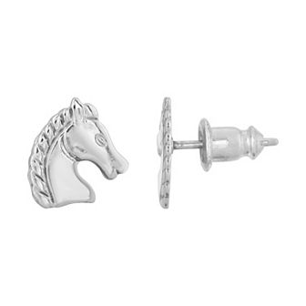 1928 Silver-Tone Horse Stud Earrings