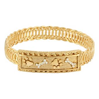 1928 Gold Tone Paw & Bones Belt Bracelet