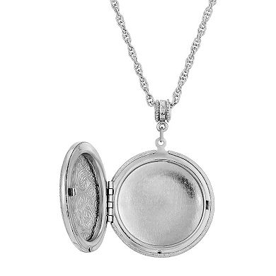 1928 Silver Tone Blue Enamel Paw & Bones Round Locket