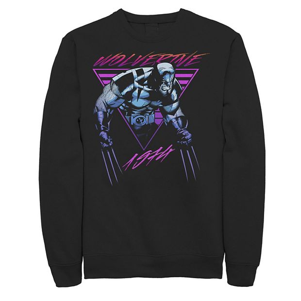 Men s Marvel X Men Wolverine Neon Retro Logan Graphic Fleece Pullover