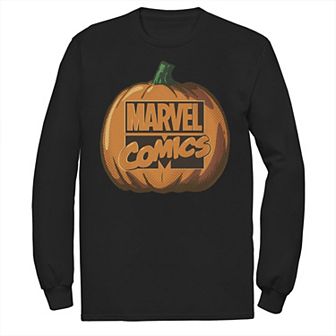 Men's Marvel Comics Logo Halloween Pumpkin Graphic Fleece Pullover