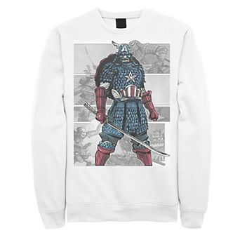 Men's Marvel Captain America Samurai Comic Scenes Graphic Fleece Pullover