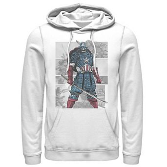 Men's Marvel Captain America Samurai Comic Scenes Graphic Hoodie
