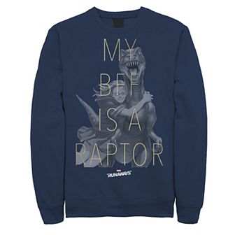 Men's Marvel Runaways Gertrude Yorkes Old Lace BFF Raptor Graphic Fleece Pullover