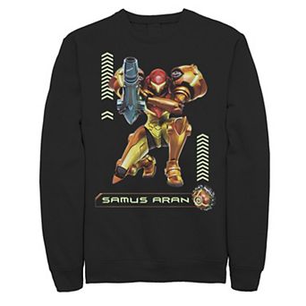 Men's Nintendo Nintendo Metriod Samus Aran Kneel Blaster Detailed Graphic Fleece Pullover