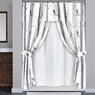 Lush Decor 16 pc Bird On The Tree Double Swag Shower Curtain Set