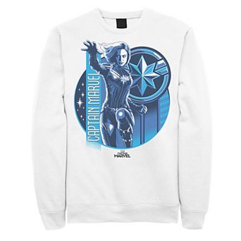 Men's Marvel Marvel Captain Marvel Reflective Blue Circle Logo Graphic Fleece Pullover