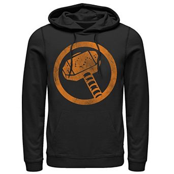 Men's Marvel Thor Hammer Logo Orange Tonal Cut-Out Hoodie