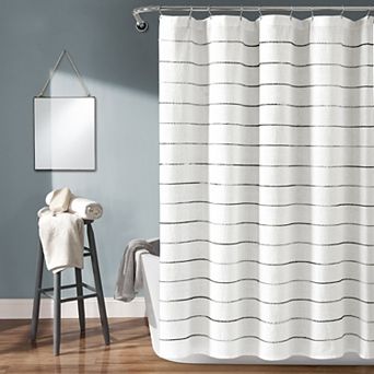 Lush Decor Yarn Dyed Stripe Cotton Shower Curtain