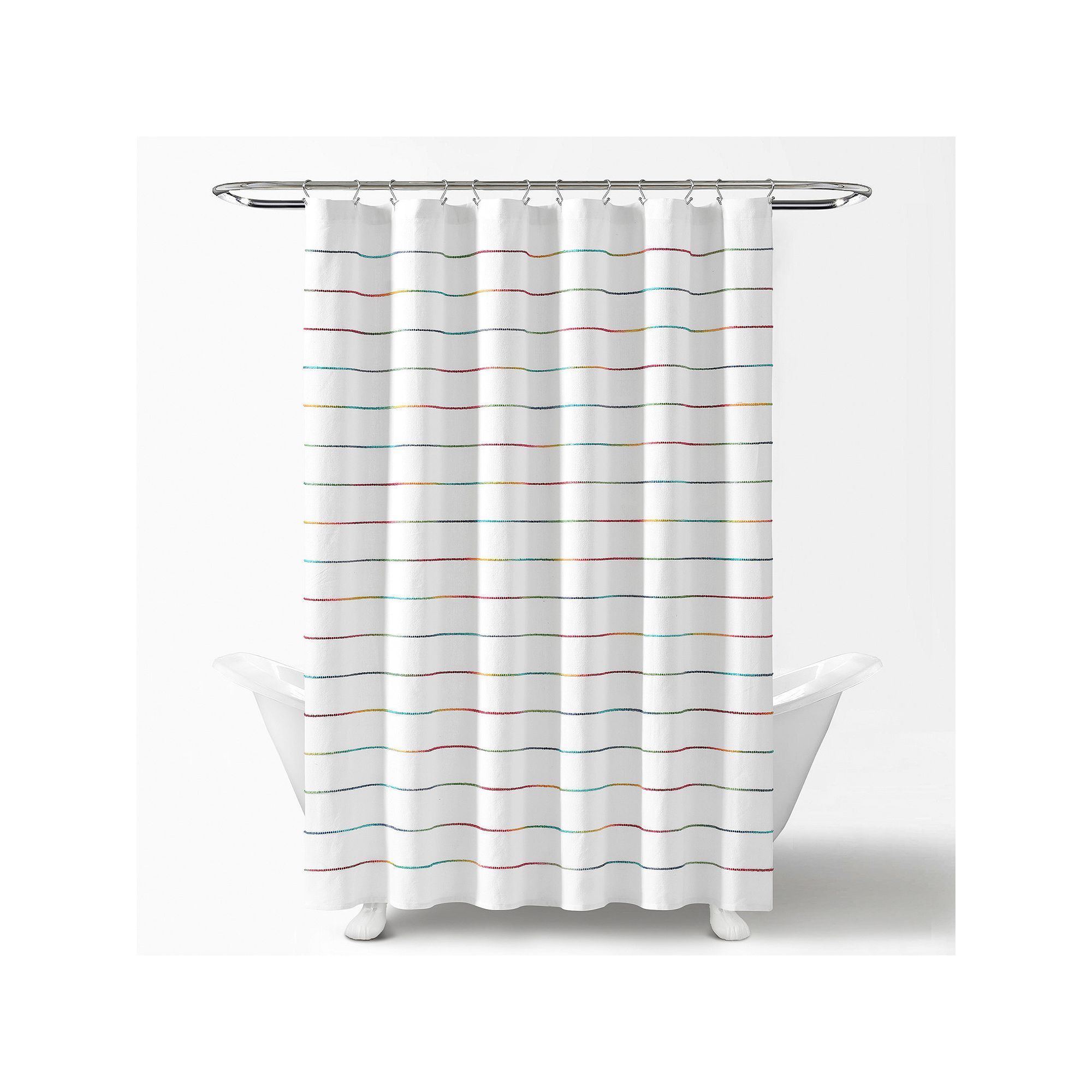 Lush Decor Yarn Dyed Stripe Cotton Shower Curtain, Size: 72X72, Rainbow
