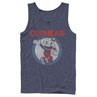 Men's Cuphead Waving Circle Portrait Vintage Tank Top