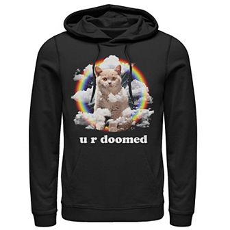 Men's Cat Rainbow Clouds U R Doomed Hoodie