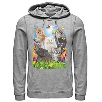 Men's Spring Flower Cat Collage Hoodie