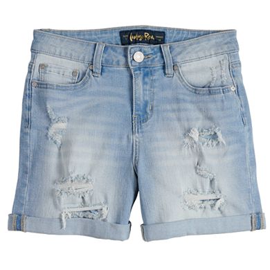 Juniors' Indigo Rein Mid-Rise Midi Shorts