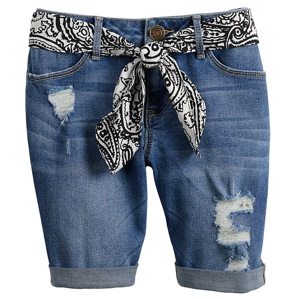 Girls 4-18 & Plus Size SO® Ripped Bermuda Jean Shorts