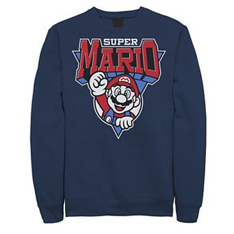 Men's Nintendo Super Mario Red White Blue Team Mario Graphic Fleece Pullover