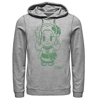 Men's Nintendo Legend Of Zelda Links Awakening Marin Outline Portrait Hoodie