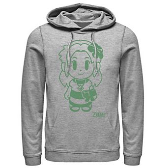 Men's Nintendo Legend Of Zelda Links Awakening Marin Outline Portrait Hoodie