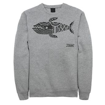 Men's Nintendo Legend Of Zelda Links Awakening Whale Glyph Portrait Logo Graphic Fleece Pullover