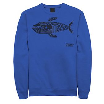 Men's Nintendo Legend Of Zelda Links Awakening Whale Glyph Portrait Logo Graphic Fleece Pullover